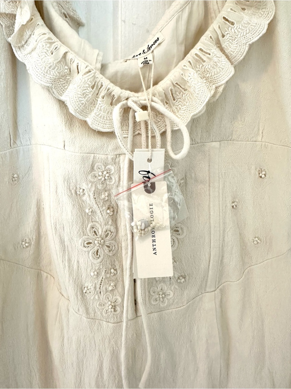 For love and lemons Cream Peasant Midi Dress with Ruffle Neckline - Picture 6 of 8